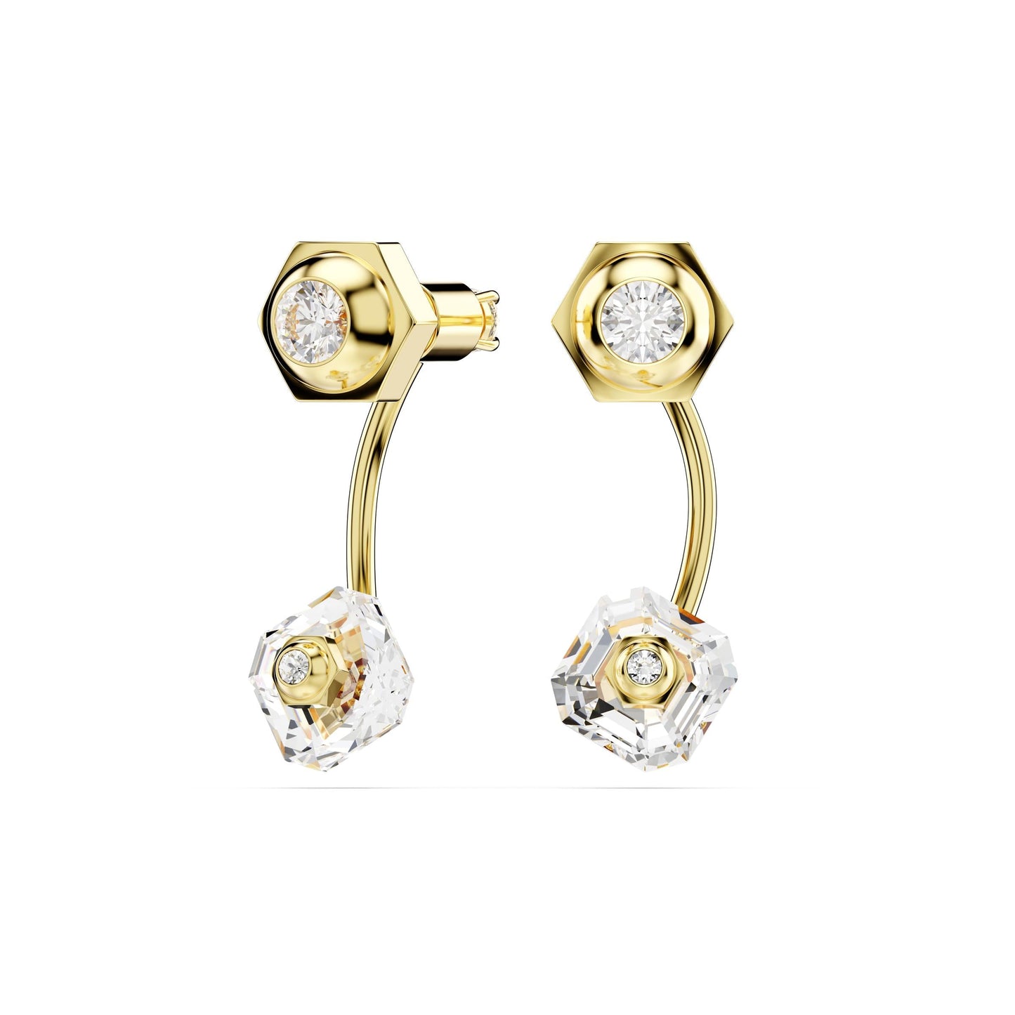 Pendientes ear jacket Numina, Tallas mixtas, Blancos, Baño tono oro