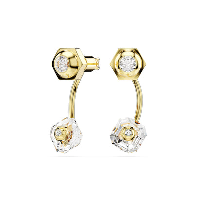 Pendientes ear jacket Numina, Tallas mixtas, Blancos, Baño tono oro