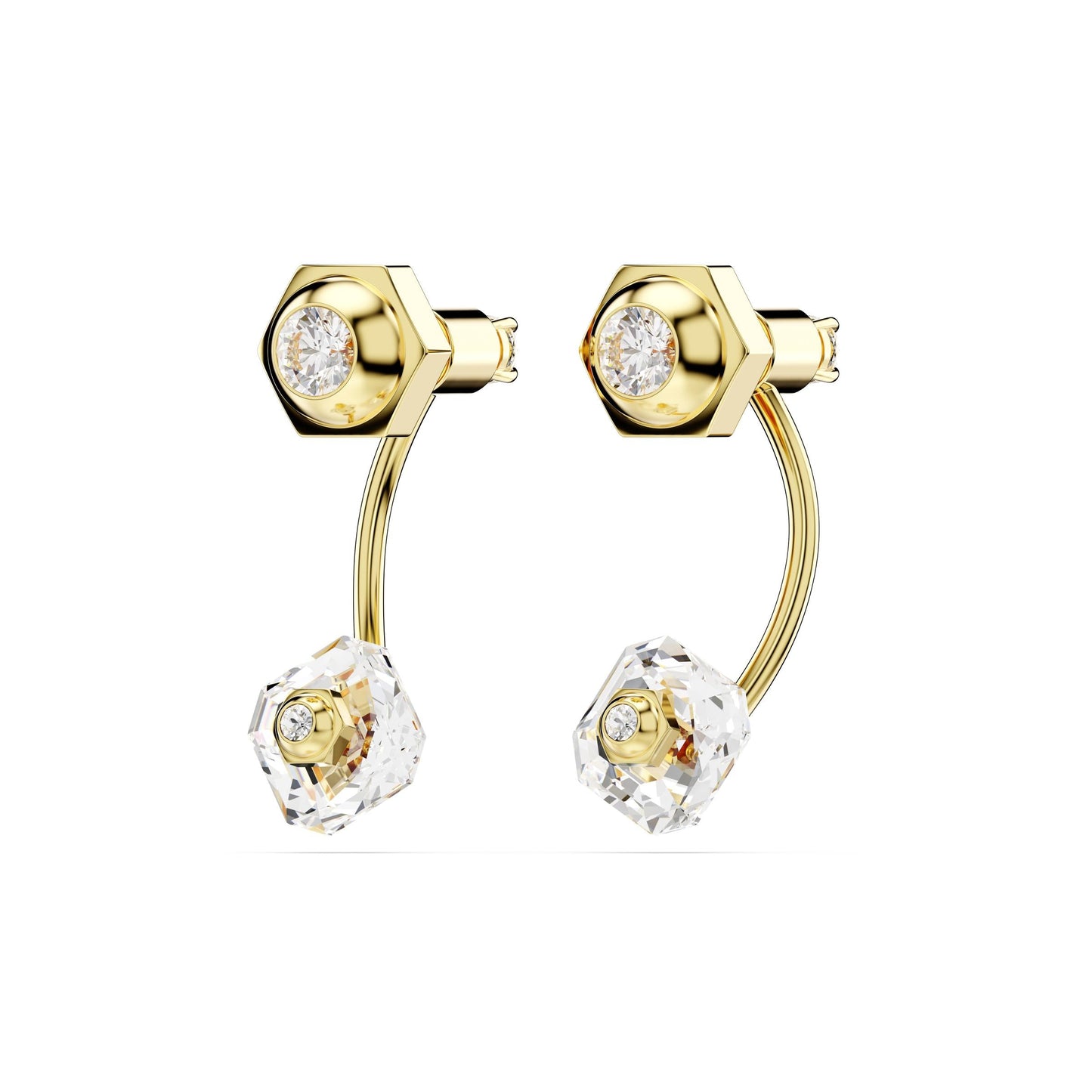 Pendientes ear jacket Numina, Tallas mixtas, Blancos, Baño tono oro