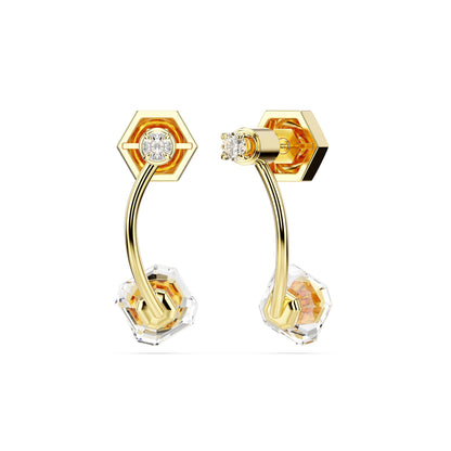 Pendientes ear jacket Numina, Tallas mixtas, Blancos, Baño tono oro