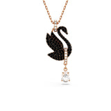 Colgante Swarovski Iconic Swan, Cisne, Negro, Baño tono oro rosa