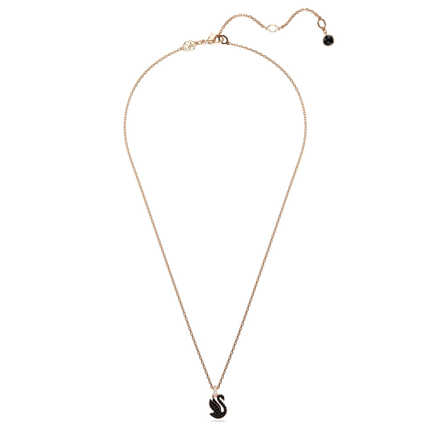 Colgante Swarovski Iconic Swan, Cisne, Pequeño, Negro, Baño tono oro rosa