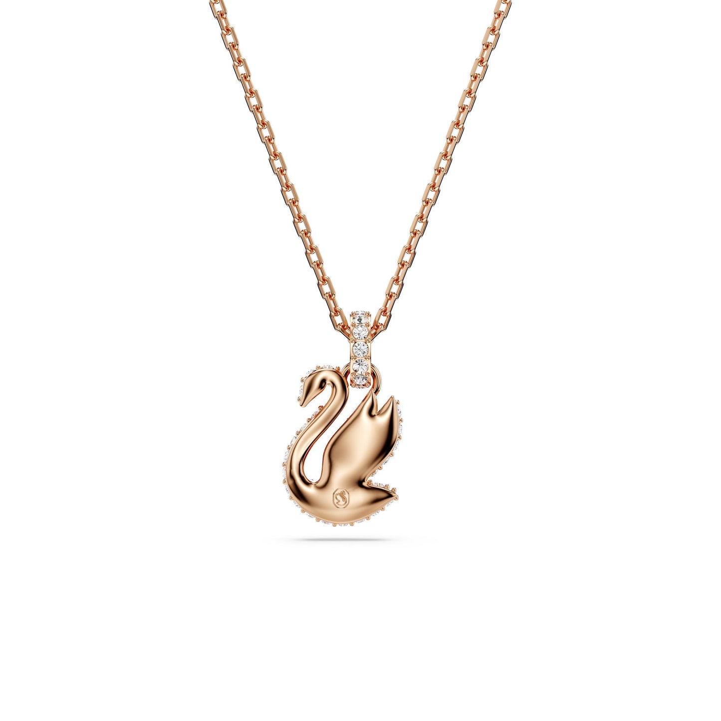 Colgante Swarovski Iconic Swan, Cisne, Pequeño, Negro, Baño tono oro rosa