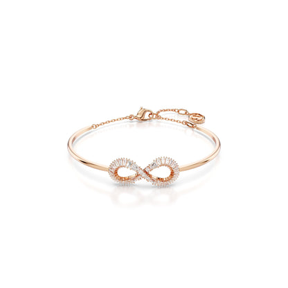 Brazalete Hyperbola, Símbolo del infinito, Blanco, Baño tono oro rosa