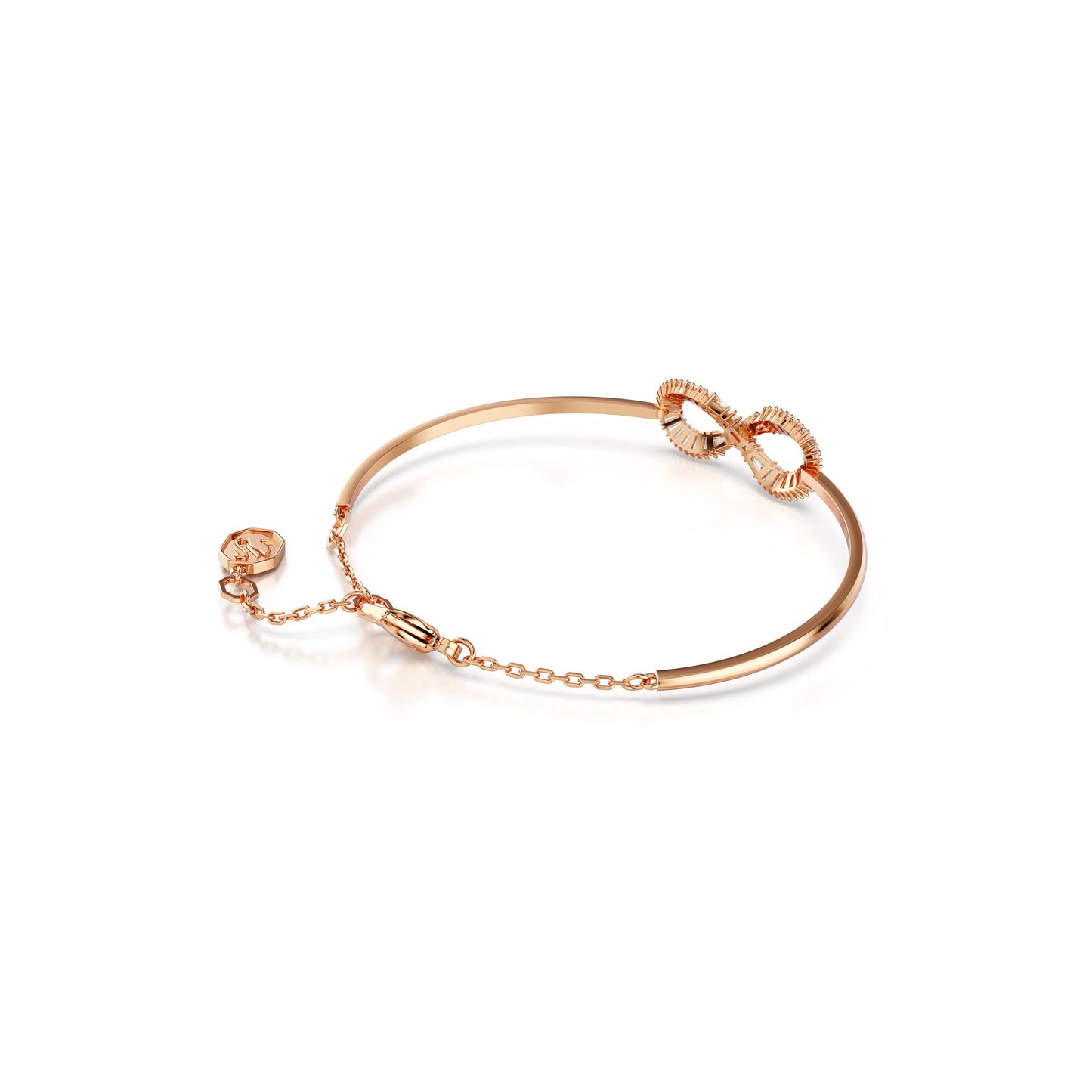 Brazalete Hyperbola, Símbolo del infinito, Blanco, Baño tono oro rosa