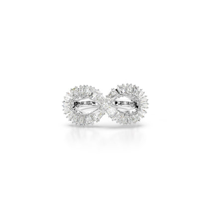 Anillo de cóctel Hyperbola, Símbolo del infinito, Blanco, Baño de rodio