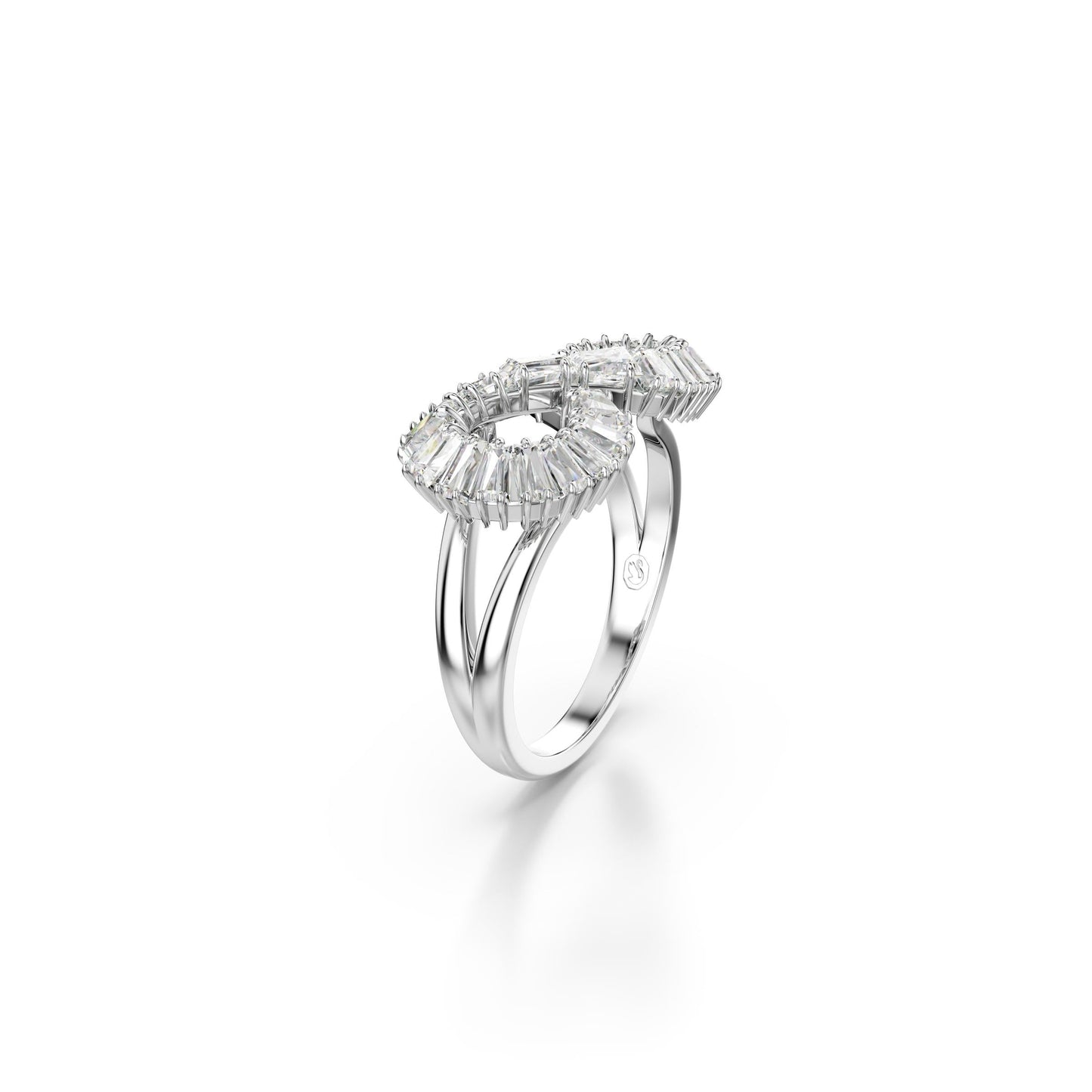 Anillo de cóctel Hyperbola, Símbolo del infinito, Blanco, Baño de rodio