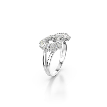 Anillo de cóctel Hyperbola, Símbolo del infinito, Blanco, Baño de rodio