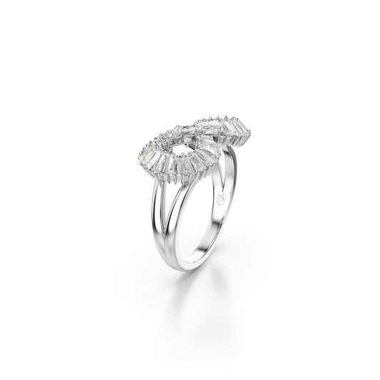 Anillo de cóctel Hyperbola, Símbolo del infinito, Blanco, Baño de rodio
