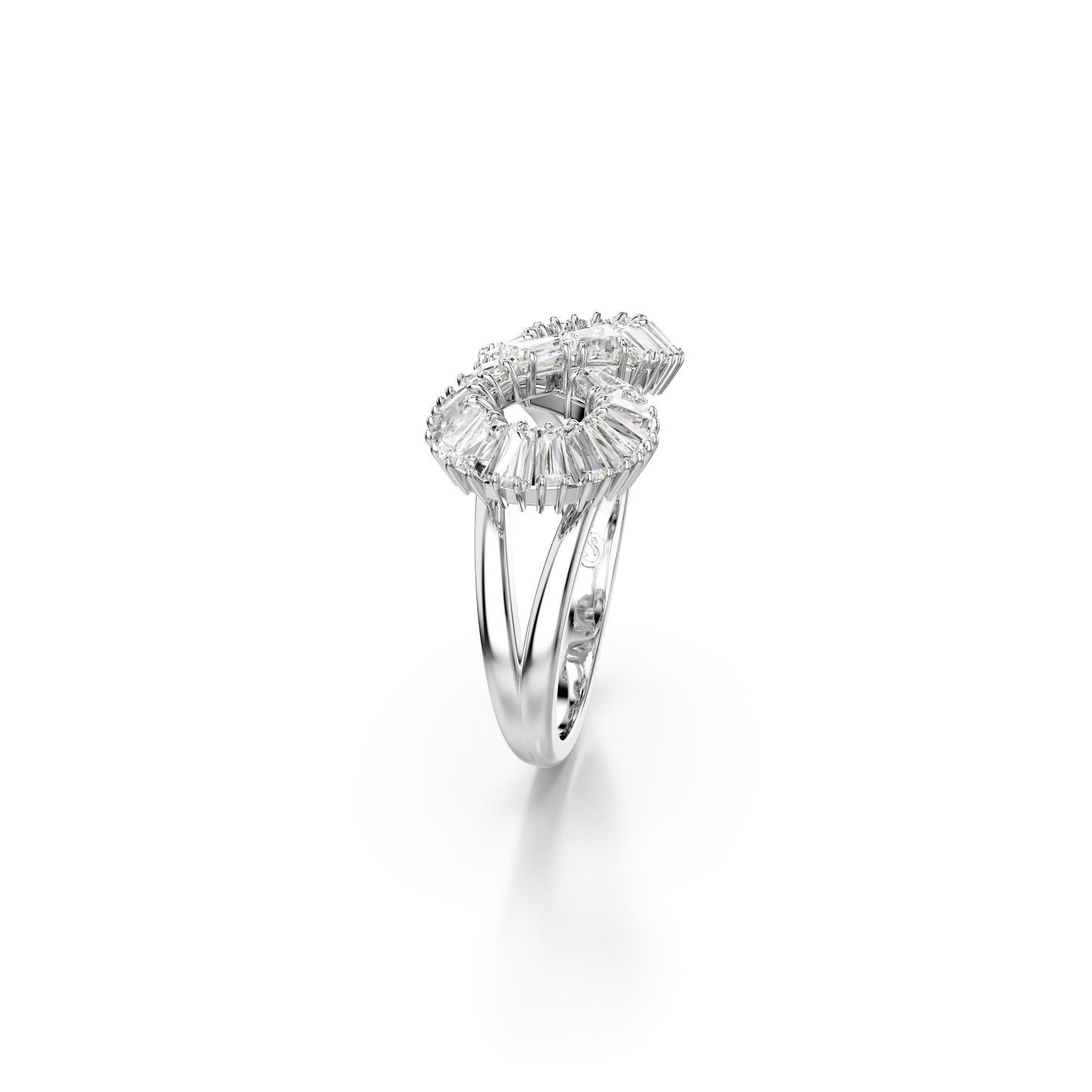 Anillo de cóctel Hyperbola, Símbolo del infinito, Blanco, Baño de rodio