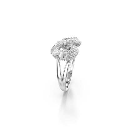Anillo de cóctel Hyperbola, Símbolo del infinito, Blanco, Baño de rodio