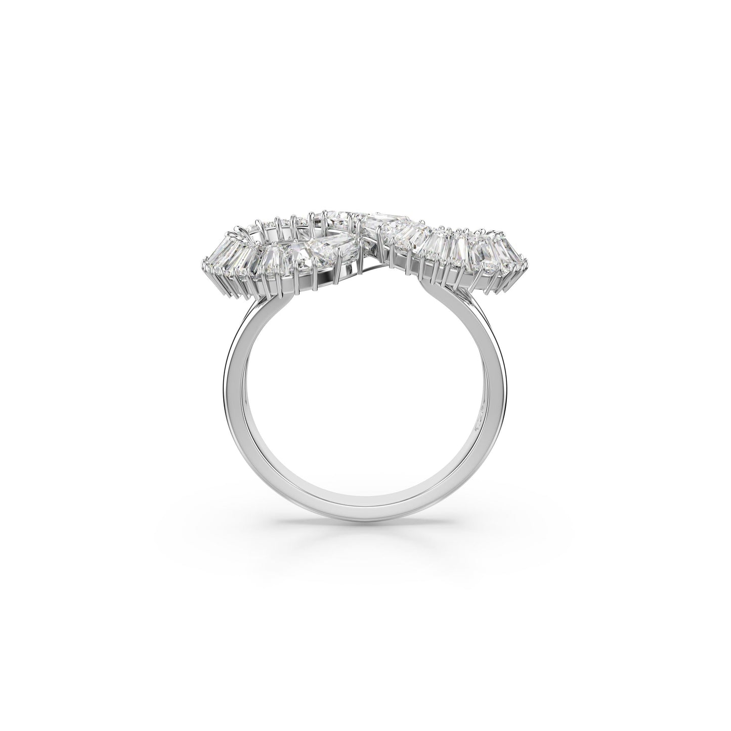 Anillo de cóctel Hyperbola, Símbolo del infinito, Blanco, Baño de rodio