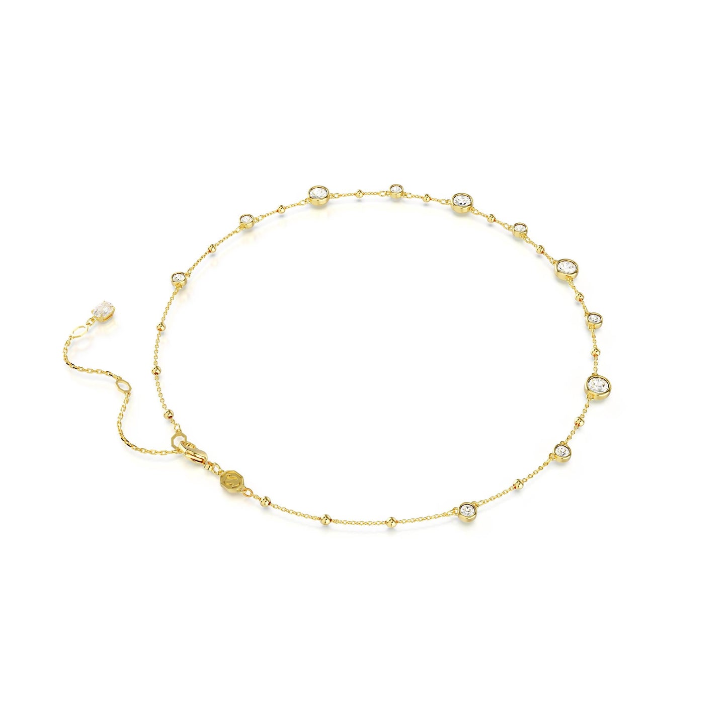 Collar Imber, Talla redonda, Diseño distribuido, Blanco, Baño tono oro