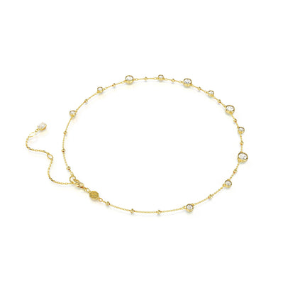 Collar Imber, Talla redonda, Diseño distribuido, Blanco, Baño tono oro