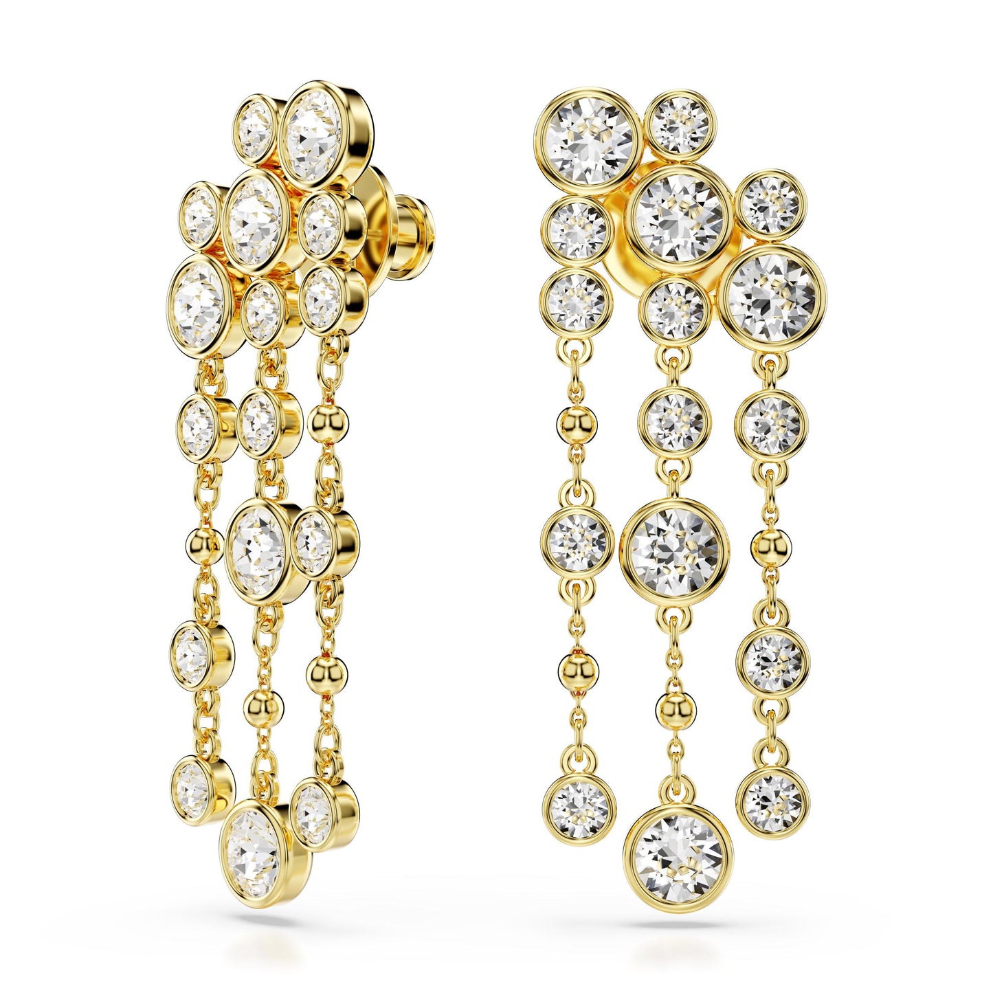 Pendientes Imber, Talla redonda, Araña, Blancos, Baño tono oro