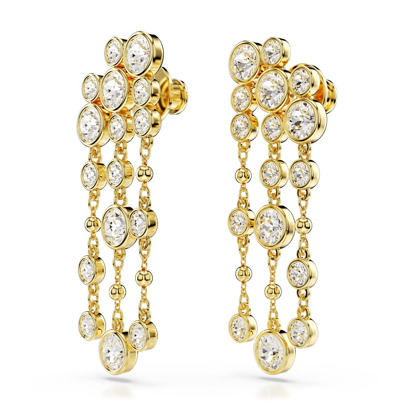 Pendientes Imber, Talla redonda, Araña, Blancos, Baño tono oro