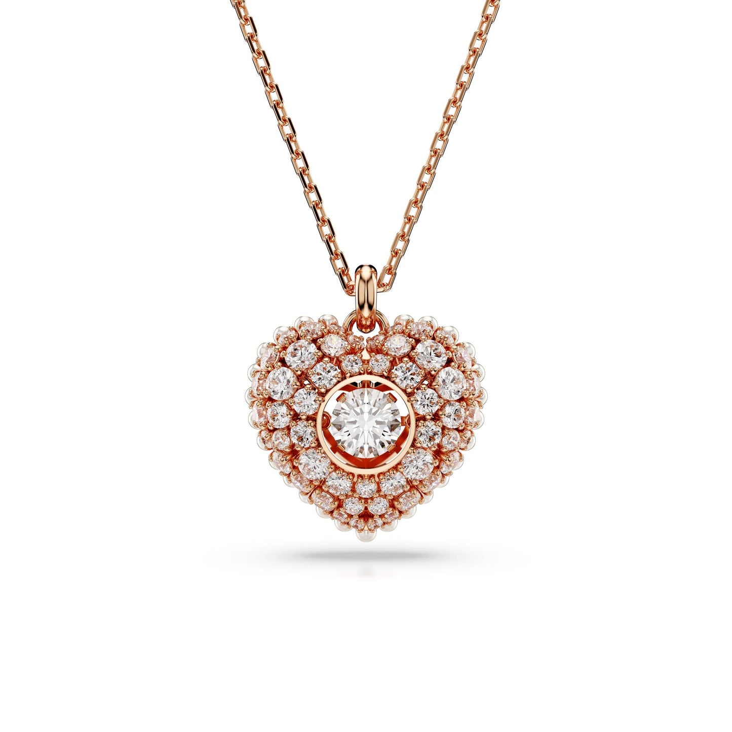 Colgante Hyperbola, Corazón, Blanco, Baño tono oro rosa