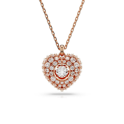 Colgante Hyperbola, Corazón, Blanco, Baño tono oro rosa