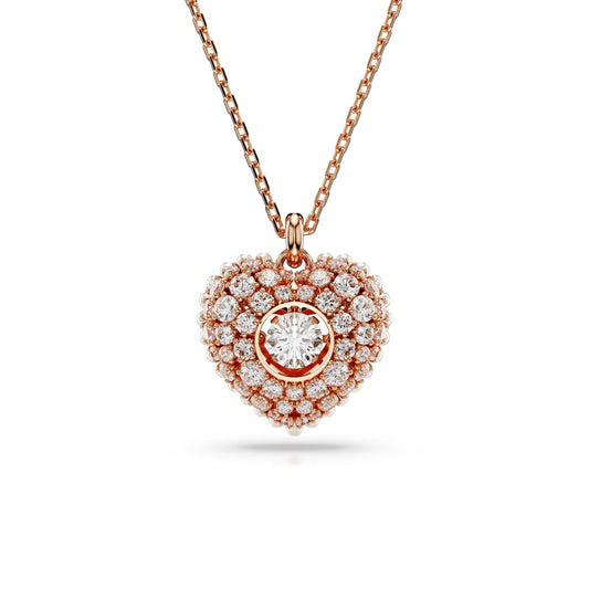 Colgante Hyperbola, Corazón, Blanco, Baño tono oro rosa