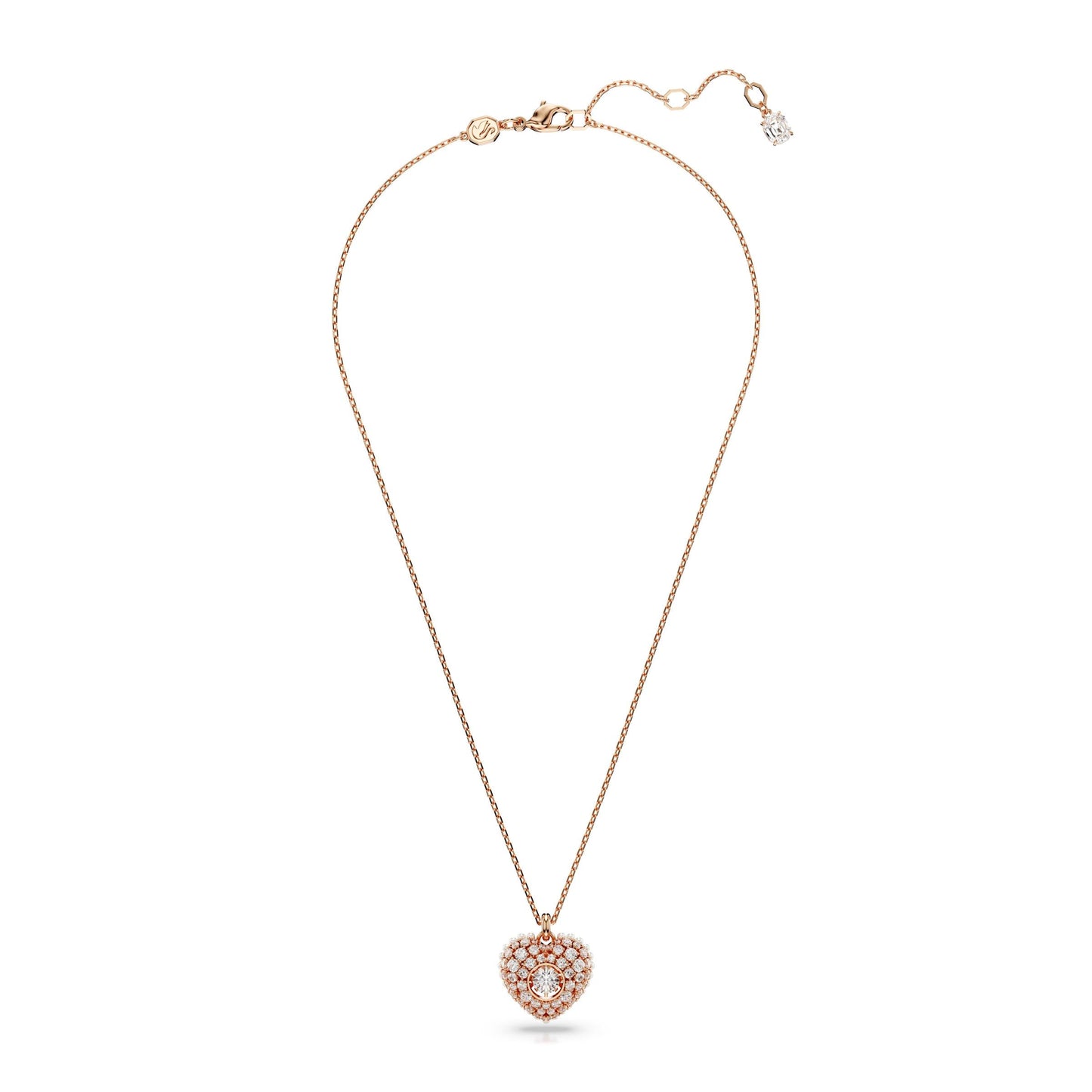 Colgante Hyperbola, Corazón, Blanco, Baño tono oro rosa