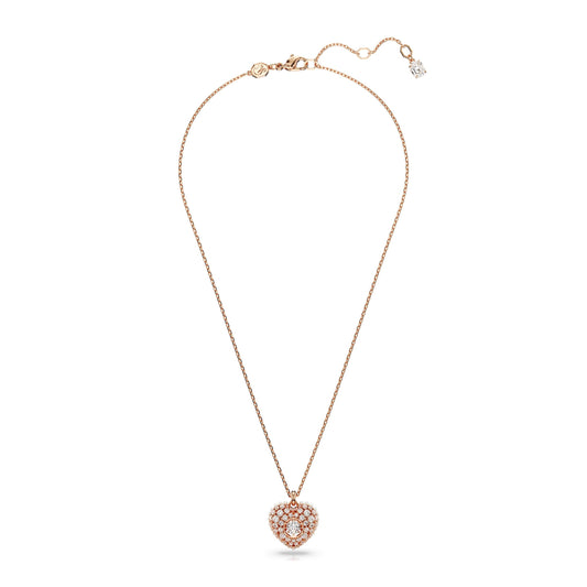 Colgante Hyperbola, Corazón, Blanco, Baño tono oro rosa