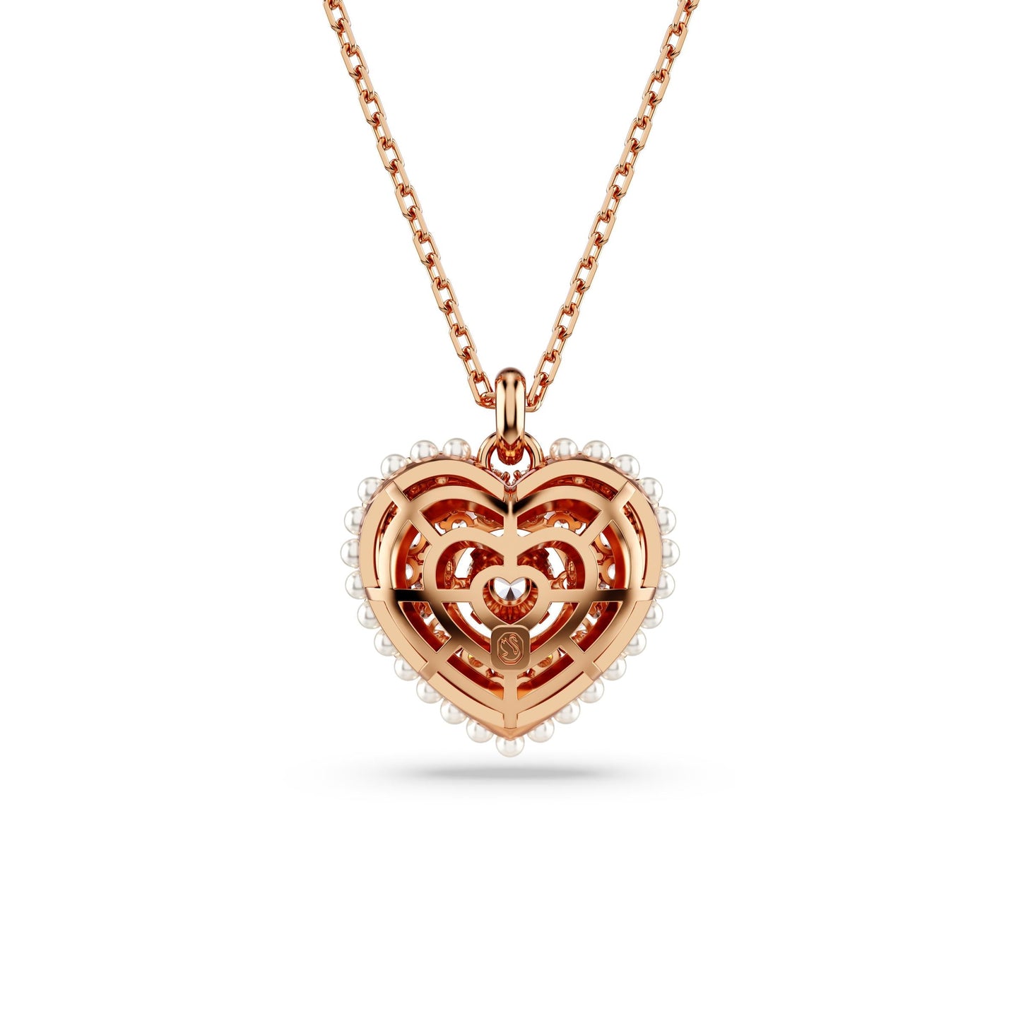 Colgante Hyperbola, Corazón, Blanco, Baño tono oro rosa