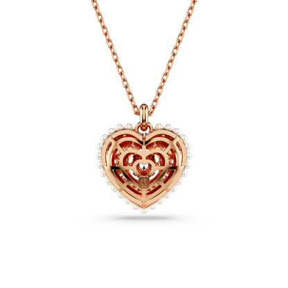Colgante Hyperbola, Corazón, Blanco, Baño tono oro rosa