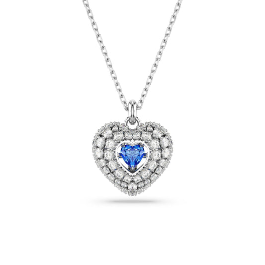 Colgante Hyperbola, Corazón, Azul, Baño de rodio
