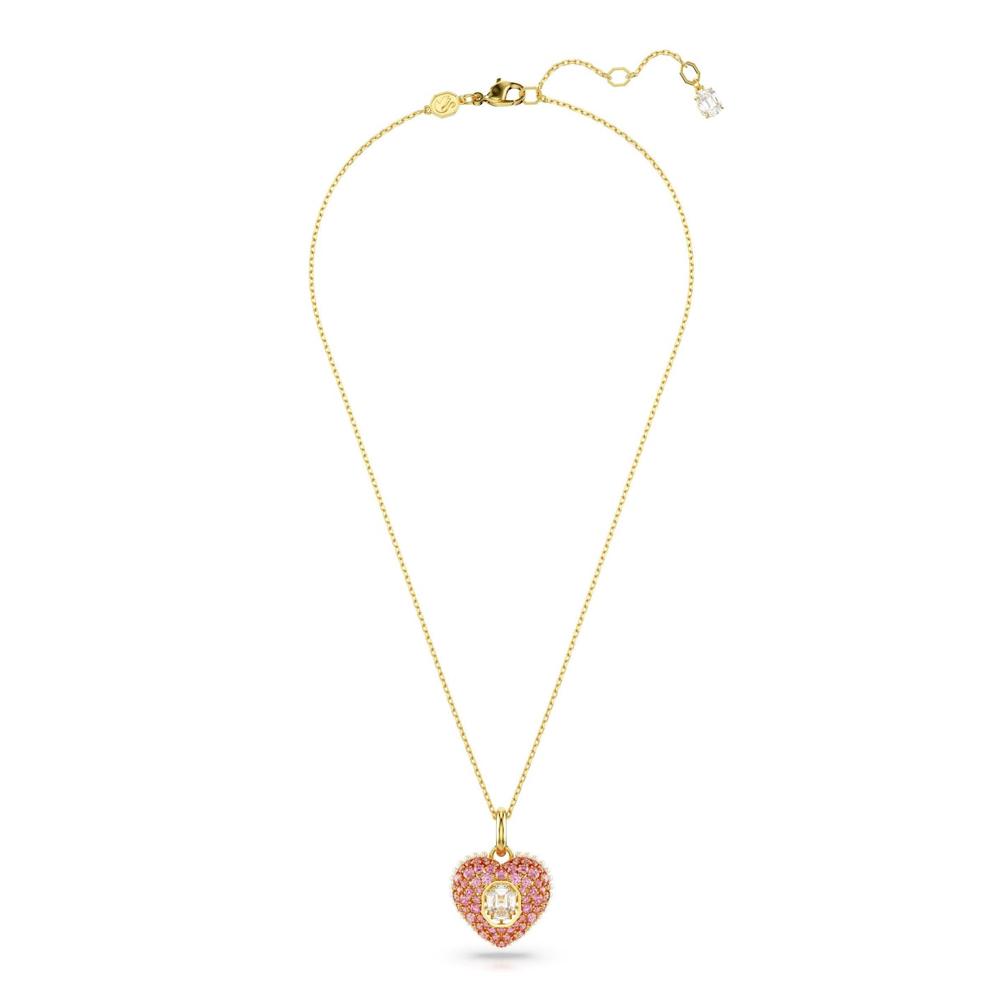 Colgante Hyperbola, Talla octogonal, Crystal Pearls, Corazón, Rosa, Baño tono oro
