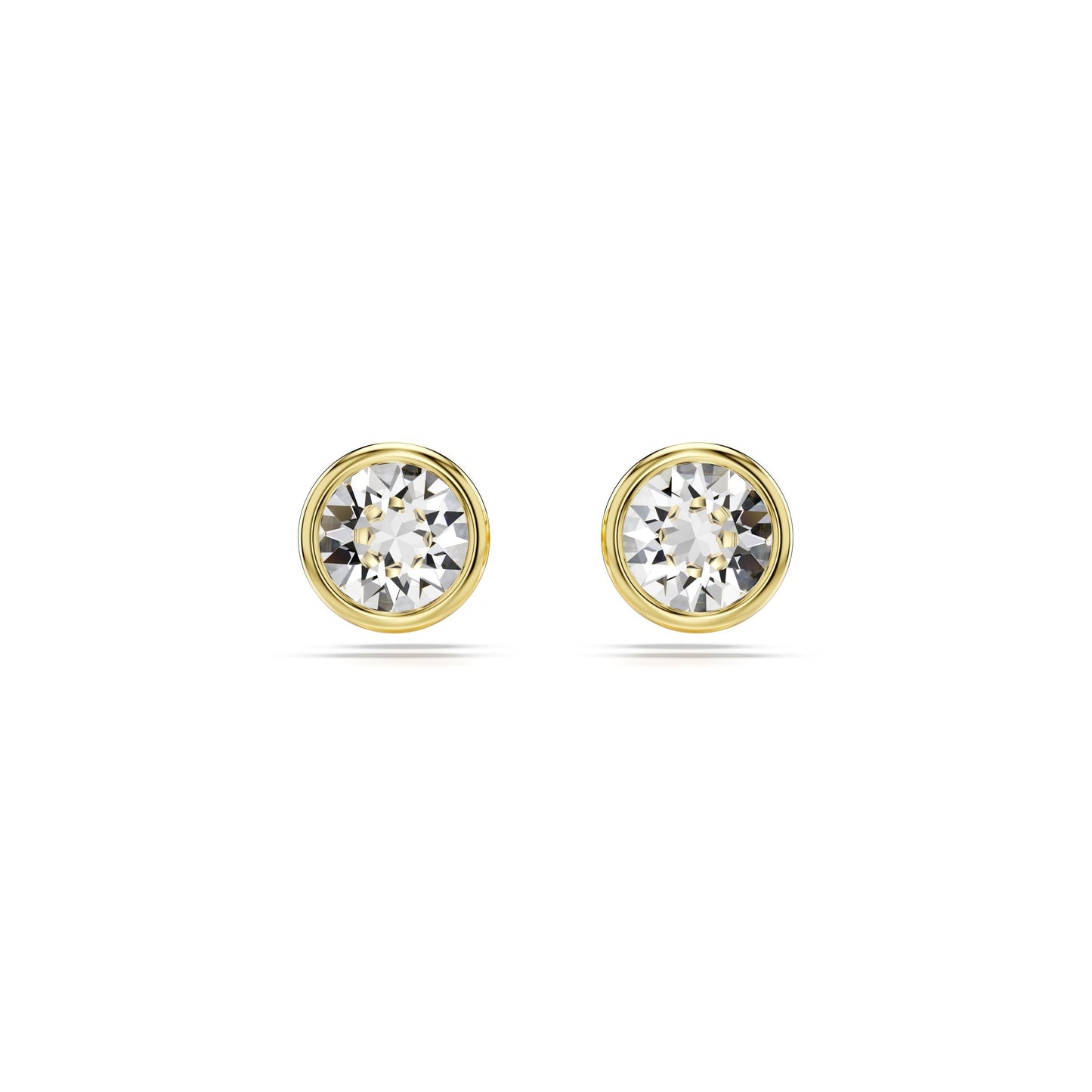 Pendientes de botón Imber, Talla redonda, Blancos, Baño tono oro