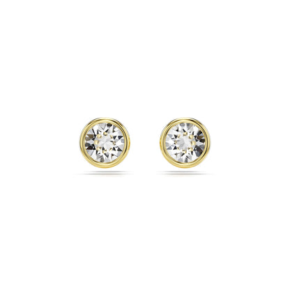 Pendientes de botón Imber, Talla redonda, Blancos, Baño tono oro