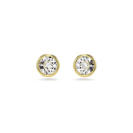 Pendientes de botón Imber, Talla redonda, Blancos, Baño tono oro