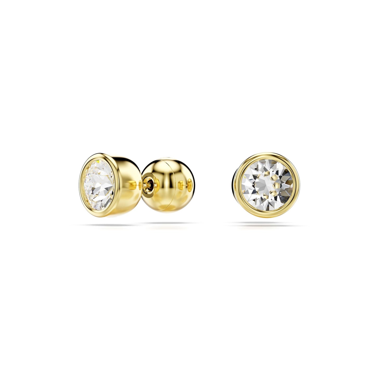 Pendientes de botón Imber, Talla redonda, Blancos, Baño tono oro
