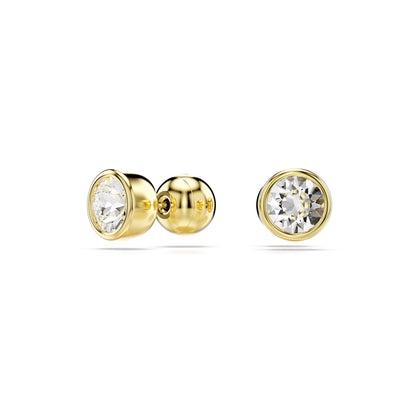 Pendientes de botón Imber, Talla redonda, Blancos, Baño tono oro