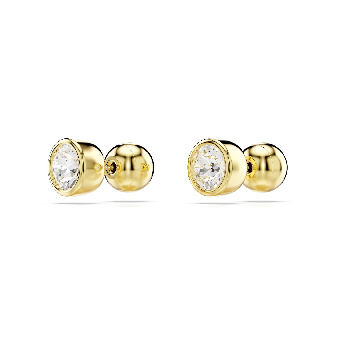Pendientes de botón Imber, Talla redonda, Blancos, Baño tono oro