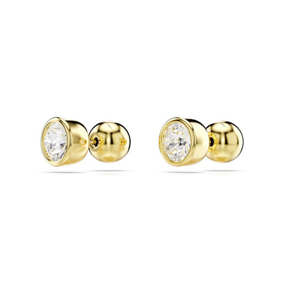 Pendientes de botón Imber, Talla redonda, Blancos, Baño tono oro