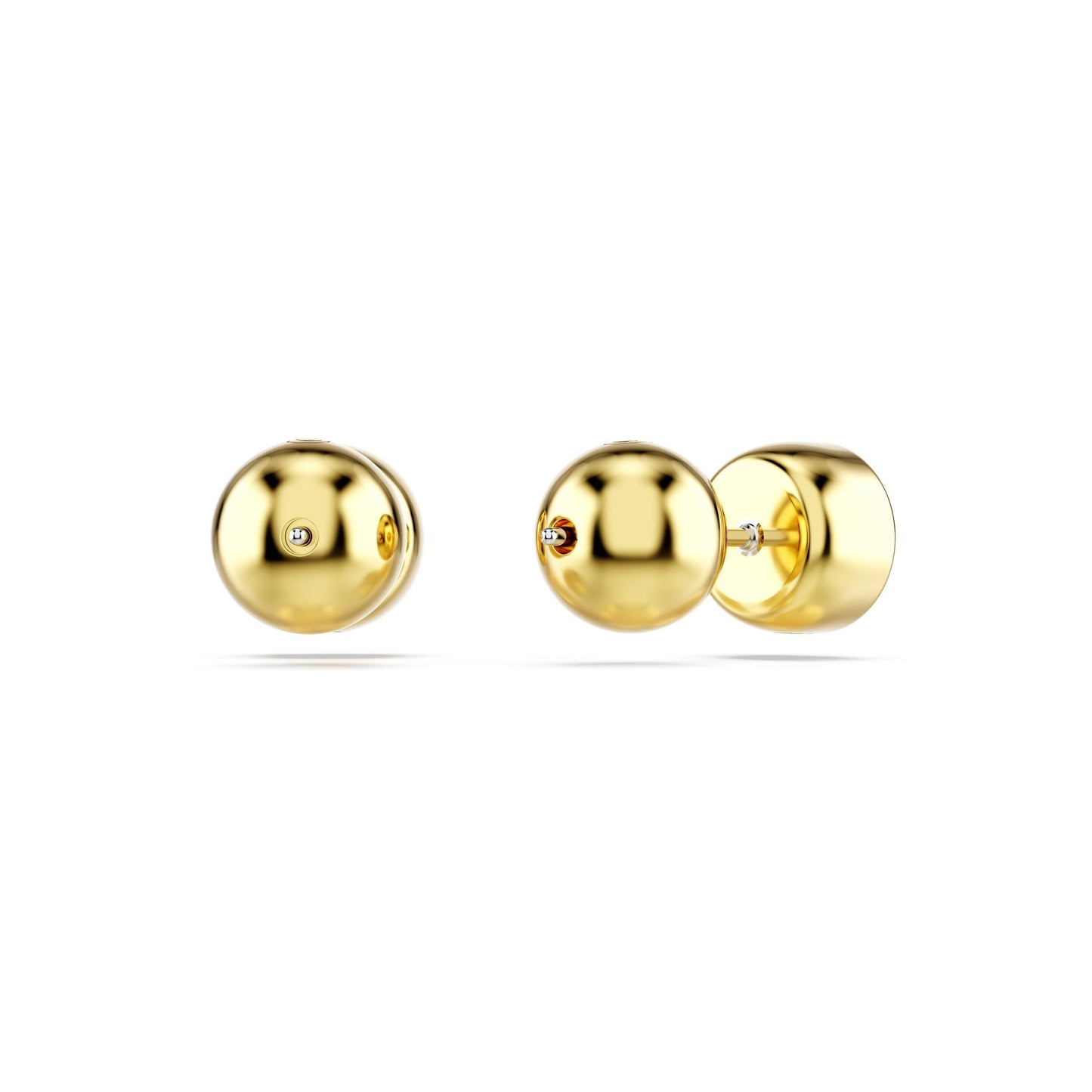 Pendientes de botón Imber, Talla redonda, Blancos, Baño tono oro