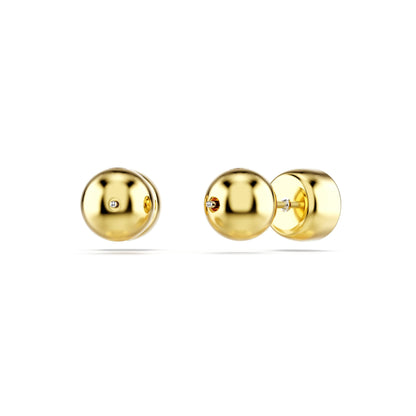 Pendientes de botón Imber, Talla redonda, Blancos, Baño tono oro