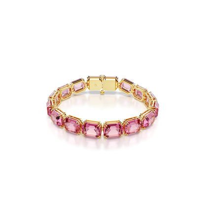 Pulsera Millenia, Talla octogonal, Rosa, Baño tono oro