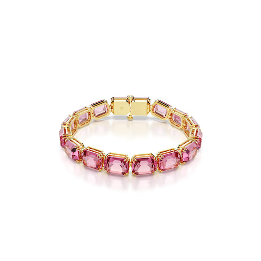 Pulsera Millenia, Talla octogonal, Rosa, Baño tono oro
