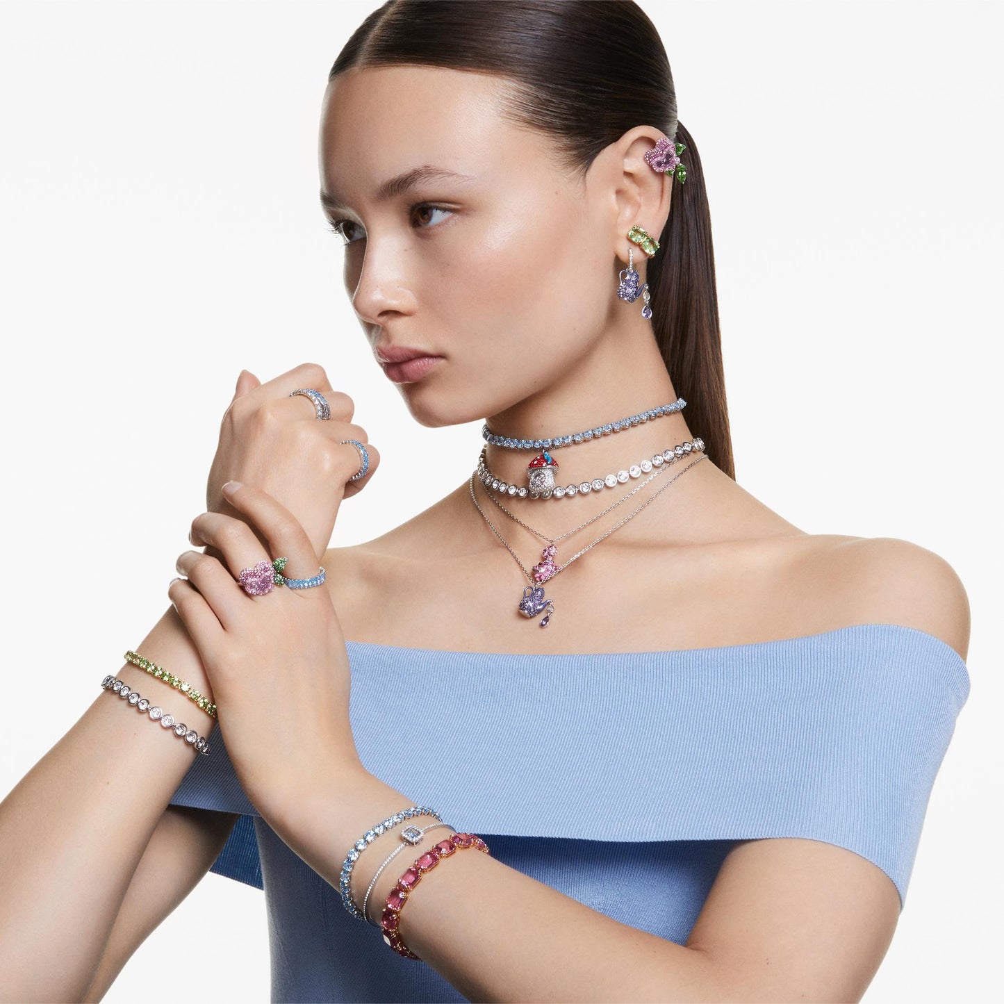 Pulsera Millenia, Talla octogonal, Rosa, Baño tono oro