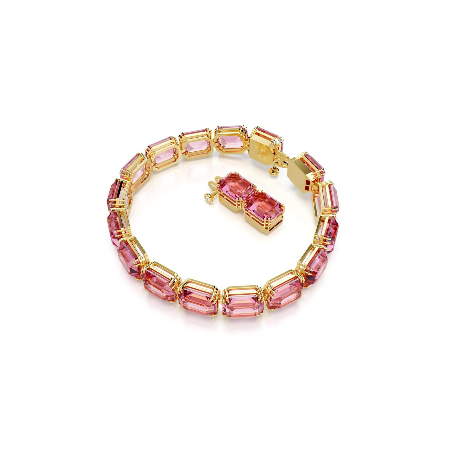 Pulsera Millenia, Talla octogonal, Rosa, Baño tono oro