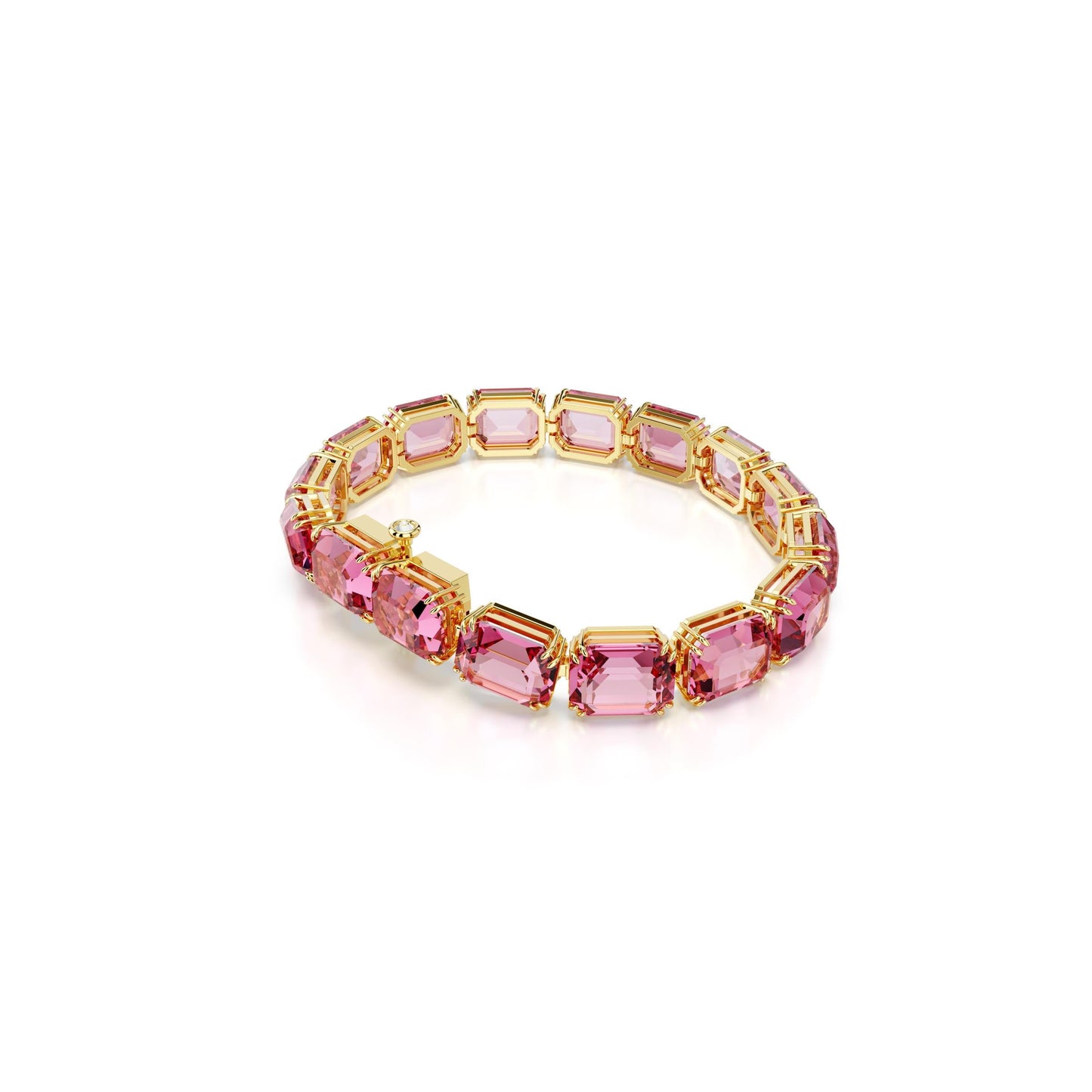 Pulsera Millenia, Talla octogonal, Rosa, Baño tono oro