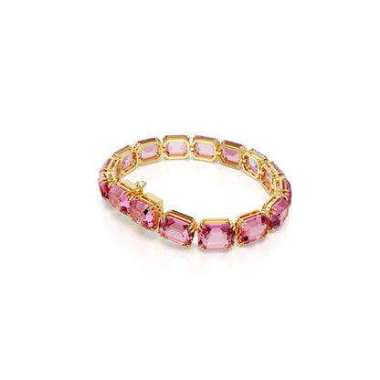 Pulsera Millenia, Talla octogonal, Rosa, Baño tono oro