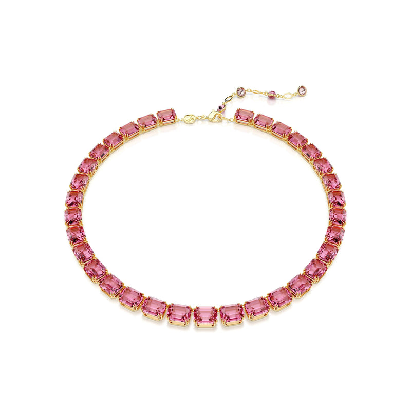 Collar Millenia, Talla octogonal, Rosa, Baño tono oro