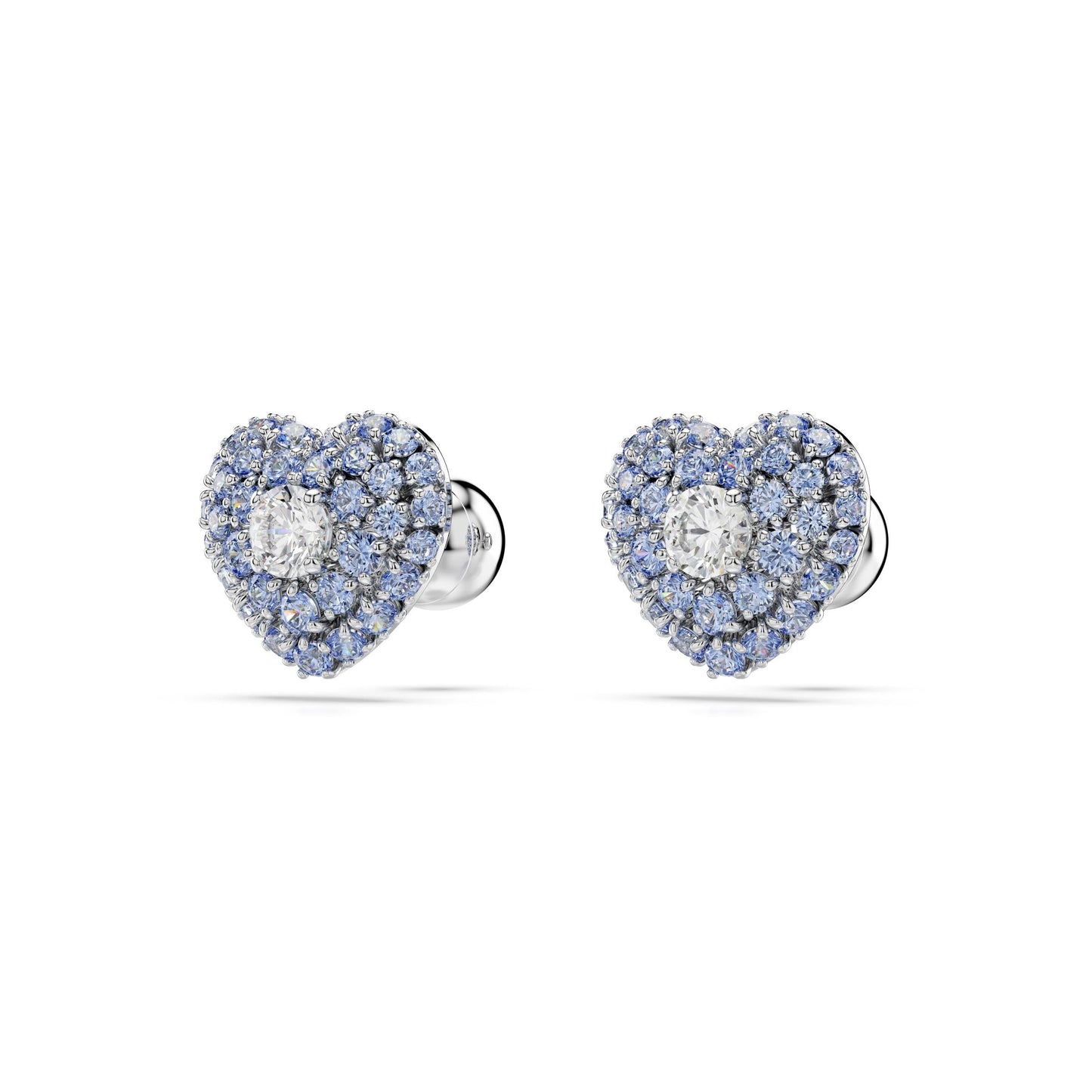 Pendientes de botón Hyperbola, Corazón, Azules, Baño de rodio