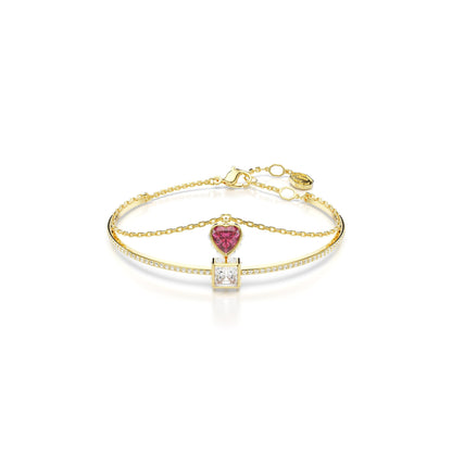 Brazalete Chroma, Corazón, Rojo, Baño tono oro