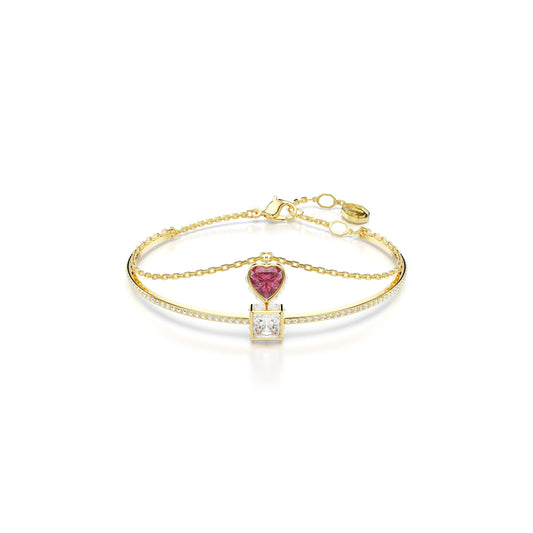 Brazalete Chroma, Corazón, Rojo, Baño tono oro