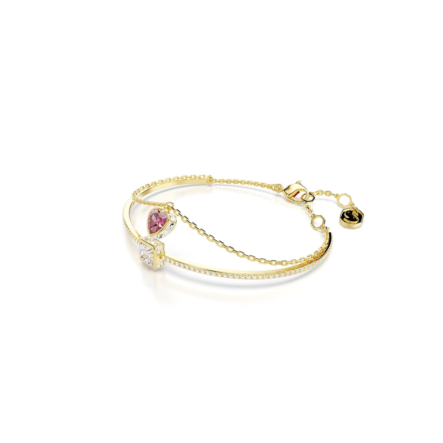Brazalete Chroma, Corazón, Rojo, Baño tono oro