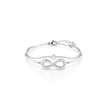 Brazalete Hyperbola, Símbolo del infinito, Blanco, Baño de rodio